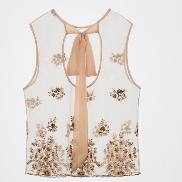 ZARA LIMITED EDITION LINGERIE COLLECTION SHEER EMBELLISED BORDUURSELS TOP BLOUSE - Picture 6 of 16